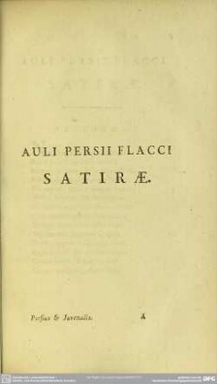 Auli Persii Flacci Satirae