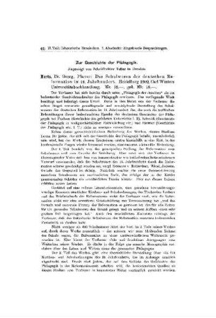 Zur Geschichte der Pädagogik