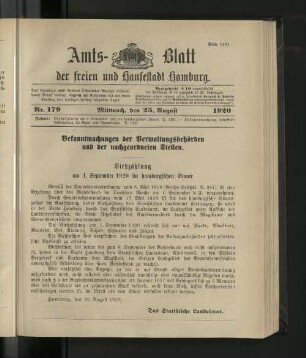 No. 179, 25. August 1920