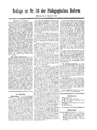 Mitteilungen : (Fortsetzung aus dem Hauptblatt) ; Beilage zu Nr. 38 der Pädagogischen Reform