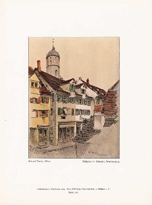 Radgasse, Biberach: Perspektivische Ansicht (aus: Architekt. Rundschau, hrsg.v. Eisenlohr & Weigle, 1914)