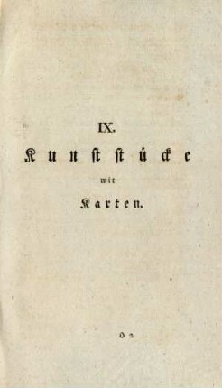 IX. Kunststücke mit Karten