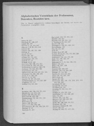 Alphabetisches Verzeichnis der Professoren, Dozenten, Beamten usw.