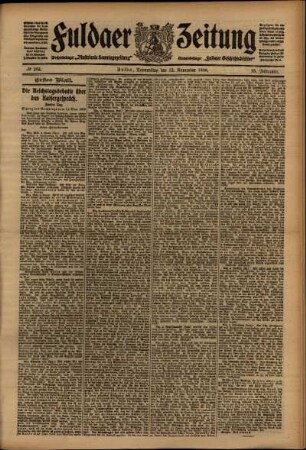 Erste Ausgabe vom Donnerstag, den 12. November 1908.