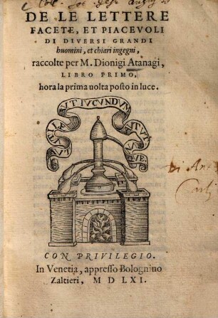 De le lettere facete, et piacevoli di diversi grandi huomini, et chiari ingegni : libro primo