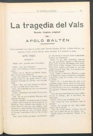 La tragedia del vals : Boceto trágico