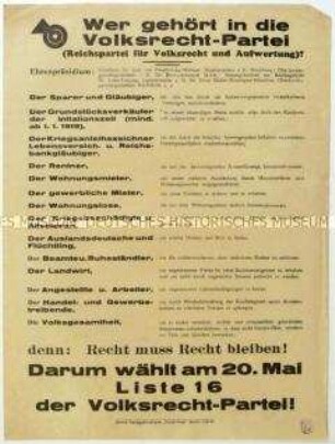 Aufruf der Volksrechtpartei zur Reichstagswahl 1928
