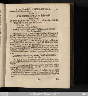 II. Artic. Von Gott und Gottes Erkentnis.