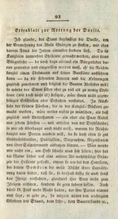 Extrablatt zur Rettung der Duelle