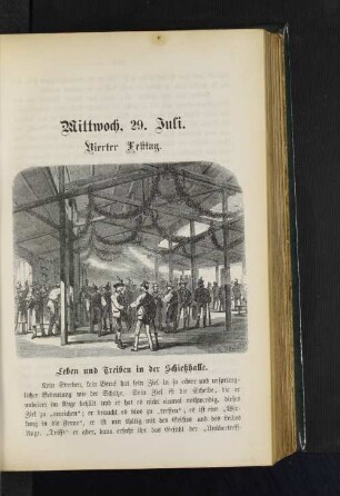 Leben und Treiben in der Schießhalle.