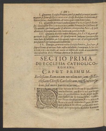 Sectio Prima De Ecclesia Catholico-Romana