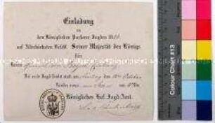 Einladung des Königlichen Hof-Jagd-Amtes zur Königlichen Parforcejagd im Berliner Tiergarten für Leopold Hermann von Boyen