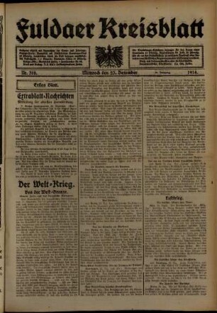 Zweite Ausgabe vom Mittwoch, den 23. Dezember 1914.
