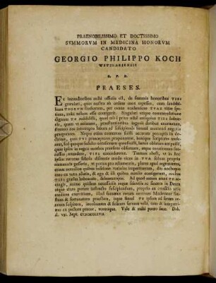 Praenobilissimo Et Doctossimo [...] Candidato Georgio Philippo Koch [...]