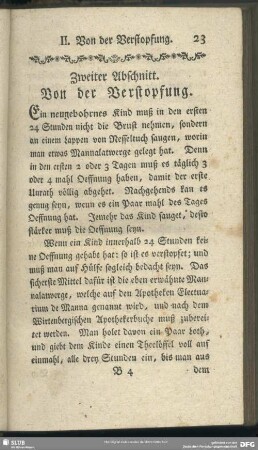 Zweyter Abschnitt. Von der Verstopfung