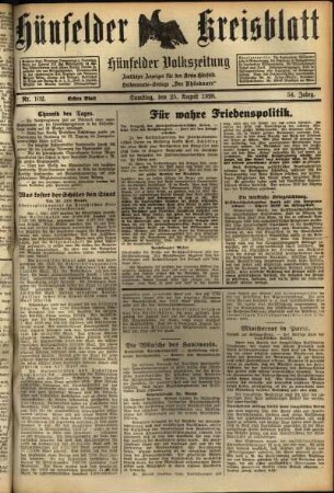 Erste Ausgabe vom Samstag, den 25. August 1928.