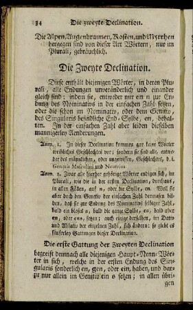 Die Zweyte Declination.