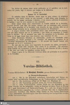 III. Vereins-Bibliothek