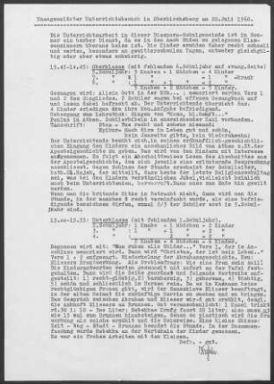 Wiblingen: Inspektionsberichte für Oberkirchberg, Unterkirchberg, Unterweiler und Gögglingen 1960
