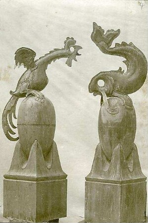 Fischer, Theodor; Stuttgart, Heusteigstr.; Sammelschulhaus - Skulptur Hahn Fisch
