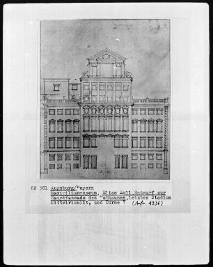 Entwurf der Fassade des Augsburger Rathauses
