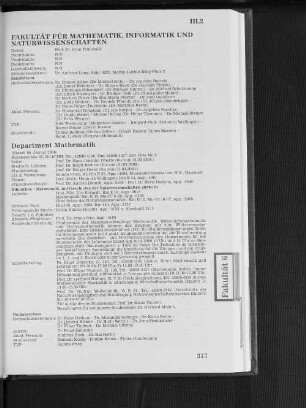 Fakultät für Mathematik, Informatik und Naturwissenschaften