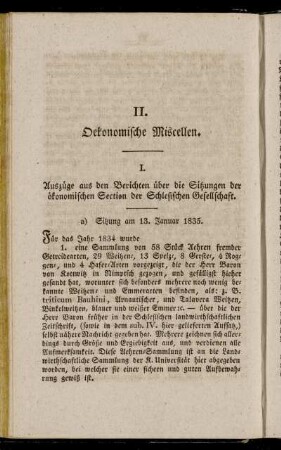 1. Auszüge aus den Berichten über die Sitzungen der ökonomischen Section der Schlesischen Gesellschaft