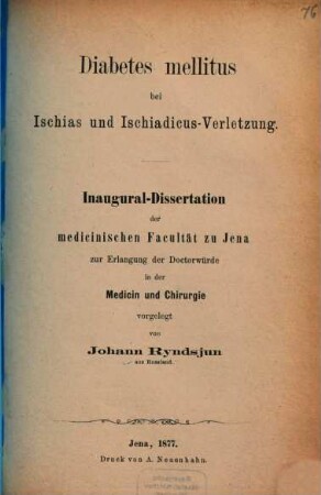 Diabetes mellitus bei Ischias und Ischiadicus-Verletzung