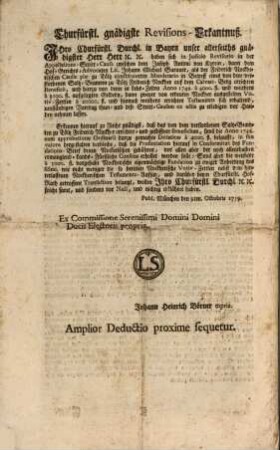 Summarische Facti Species, Nebst Anzeig einiger Meritorum Causae, Des bey einem Churfürstl. Hochlöbl. Hof-Rath in München anhängigen Proceß, Joseph Antoni von Kyrein, Contra Den Churfürstl. Hof-Gerichts-Advocaten Lit. Johann Michael Surauer, als ex Officio gnädigist aufgestelten Curatorem Litis des nächst Tölz, ohne Landesherrlichen Consens, errichtet Friderich Nockherischen Calvari-Bergs-Kirchen-Gebäu, und wider das expresse Landsherrliche Vorbott vor die Eremiten darauf gestiffteten Beneficii simplicis, In Puncto Nullitatis Ecclesiasticarum Fundationem, & respectivè Successionis ab intestato, die Friderich Nockherische Verlassenschafft betreffend