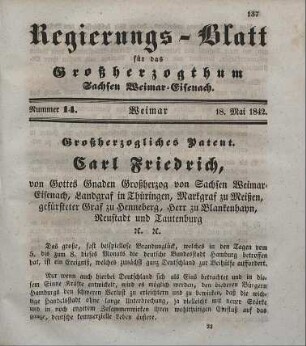 Nr. 14 : 18. Mai 1842