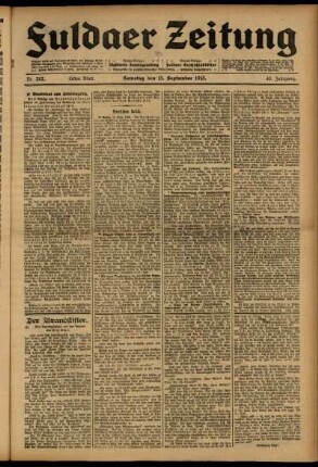 Erste Ausgabe vom Samstag, den 13. September 1913.