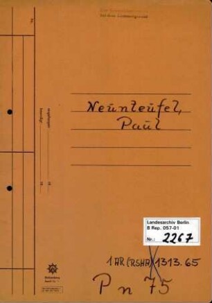 Personenheft Paul Neunteufel (*28.10.1913), SS-Obersturmführer