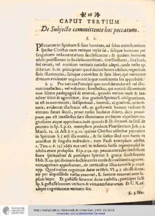 Caput Tertium. De Subjecto Committente hoc peccatum