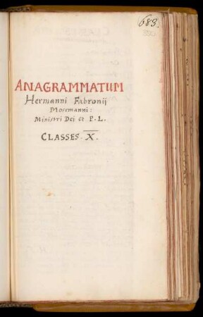 Anagrammatum ... Classes X