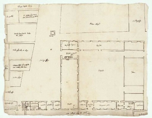 Melsungen, Vorhof des Schlosses mit Kasseler Gasse, Lageplan