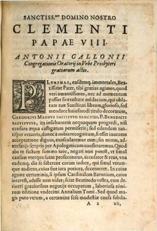 Apologeticus liber pro assertis in Annal. Eccles. de monachatu S. Gregorii Papae ...