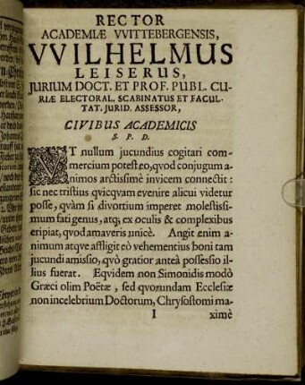 Rector Academiæ Wittebergensis, [...]
