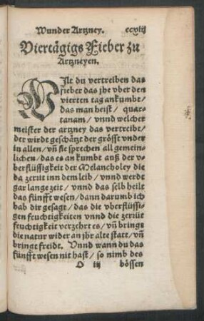 Viertägigs Fieber zu Artzneyen.