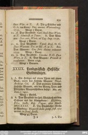 XXXIX. Landgräflich Heßische Goldmünzen.