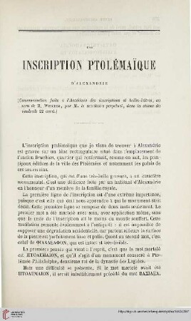 Une inscription ptolémaïque d'Alexandrie