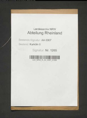 Verzeichnis des auswärtigen Klerus des Erzstiftes Köln; Verzeichnis der erzstiftischen Ämter, Herrlichkeiten, Dörfer und Pfarreien