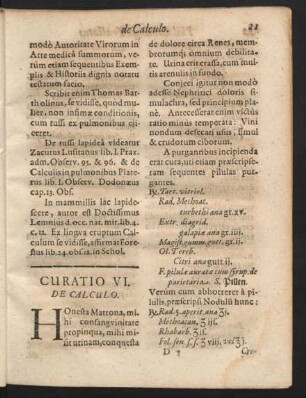 Curatio VI. De Calculo.