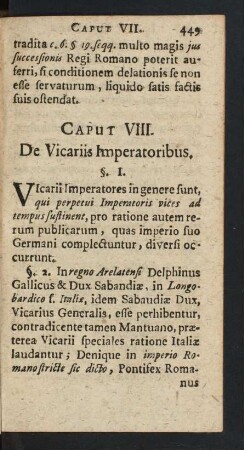 Caput VIII. De Vicariis Imperatoribus.