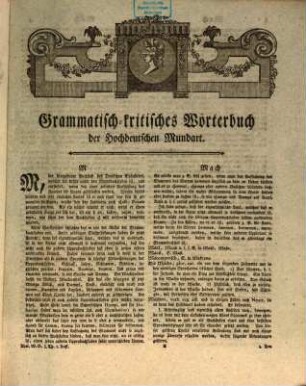 Grammatisch-kritisches Wörterbuch der Hochdeutschen Mundart : mit beständiger Vergleichung der übrigen Mundarten, besonders aber der Oberdeutschen, Dritter Theil. Von M - Scr