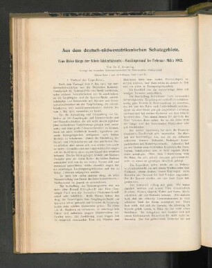 Eine Reise längs der Küste Lüderitzbucht-Swakopmund im Februar-März 1912.