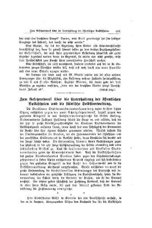 Zum Gesetzentwurf über die Unterhaltung der öffentlichen Volksschulen und die städtische Stelbstverwaltung