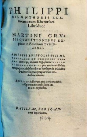 Philippi Melanthonis elementorum rhetorices libri duo