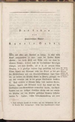 Das Leben des Florentinischen Malers Agnolo Gaddi.