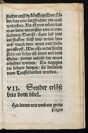 VII. Sonder erlöse uns vom ubel.