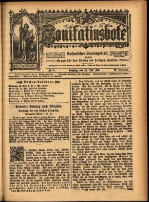 Erste Ausgabe vom Sonntag, den 30. Juli 1905.